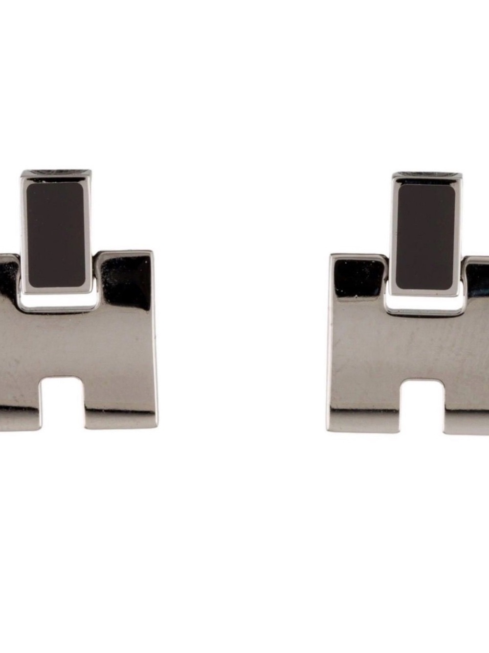 Hermes Black and Silver H Motif Earrings